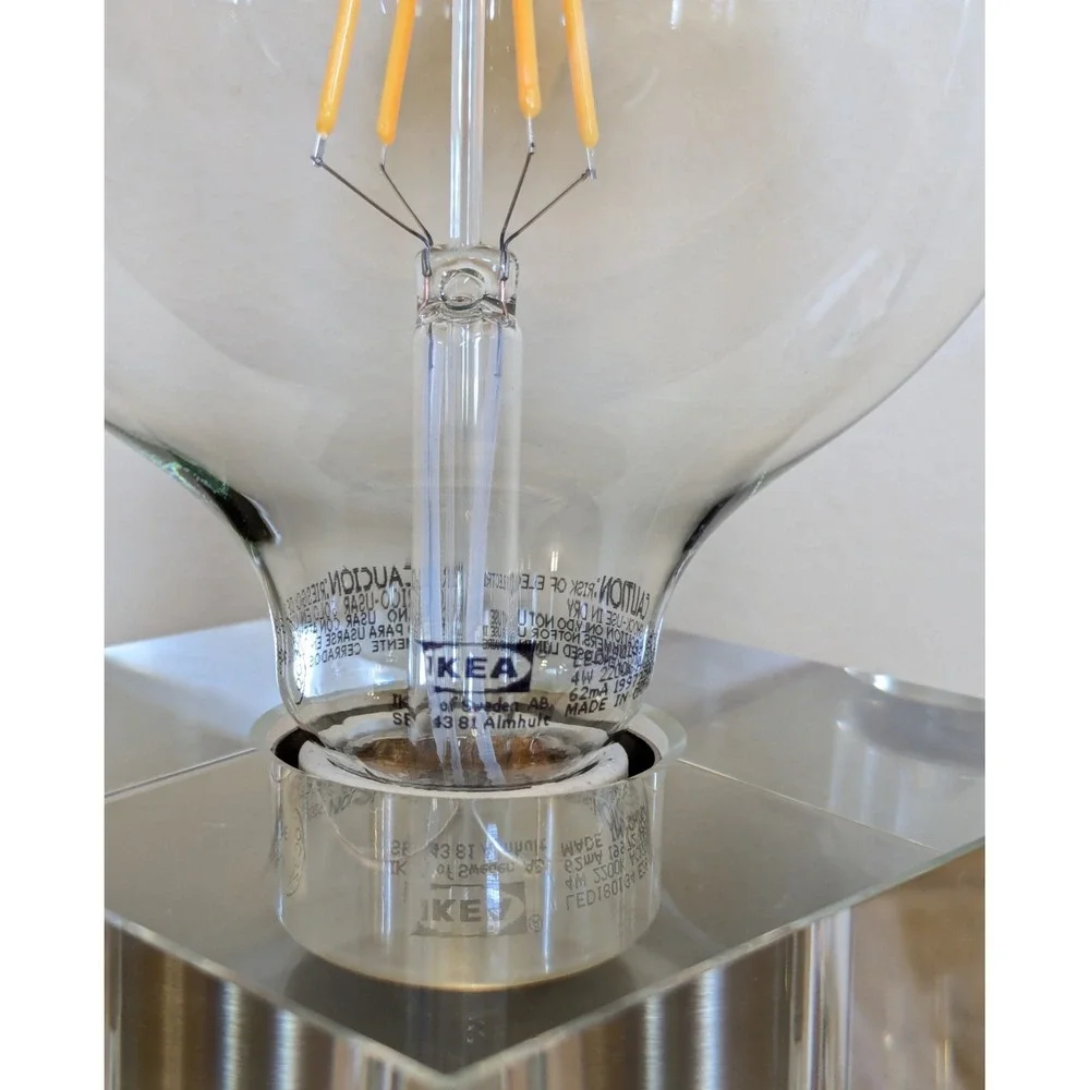 Acrylic Cube Lamp Base Large Bulb IKEA Clear Gold Heavy Industrial Accent Light